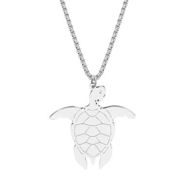 Imagem de LONYOO Colar de tartaruga marinha de aço inoxidável, joia banhada a ouro 18K, pingente de tartaruga oceânica, colares de ouro para mulheres e mães, Medium, Aço inoxidável, Sem Pedra Preciosa
