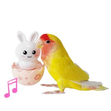 Imagem de Brinquedo de copo de pássaro com sino dentro, brinquedo interativo de treinamento de inteligência para papagaio, periquito, calopsita, cacatua, conure, cinza africano, design de animal fofo (1, coelho