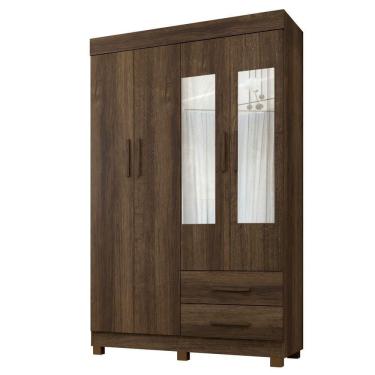 Imagem de Guarda Roupa New Copacabana 4 Portas 2 Gavetas 5 Prateleiras Imbuia