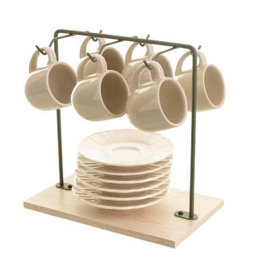 Imagem de Organizador de Xícaras de Café para Bancada de Cozinha Verde Metaltru