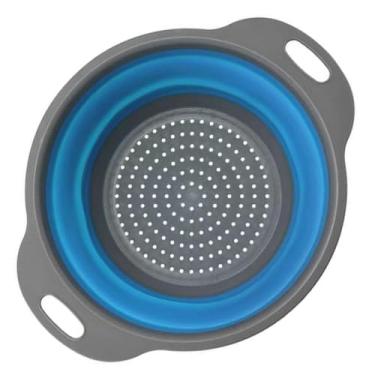 Imagem de Escorredor Macarrao Alimentos Retratil Em Silicone Arroz Legumes Salada Portatil (Azul)