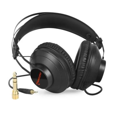 Imagem de Miwayer Fones De Ouvido Studio Monitor 3M Com Cabo Profissional, Fio, Sobre A Orelha, Cabos Removíveis, Conector 3,5 Mm Ou 6,35 Para Estúdio, Música, Dj, Amplificador, Podcast, Mixer, Laptop, Pc