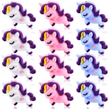 Imagem de WOZADU 12 peças de contas focais de silicone de unicórnio 3D para canetas, contas focais de animais a granel para fabricação de chaveiros, pulseiras, colares, suprimentos artesanais