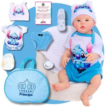 Imagem de Boneco Bebê Reborn Realista Abigail Stitch RecémNascido Bolsa Maternid