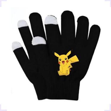 Imagem de Luvas De Lã Aquece As Mãos Frio Inverno Pokémon Pikachu - atelie, Pret