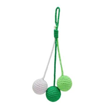 Imagem de MotiveTech Brinquedo para gatos, bola de sisal, corda, bola de brincar para gatos dentro de casa, protege o chão do sofá, suprimentos para animais de estimação, Branco Verde