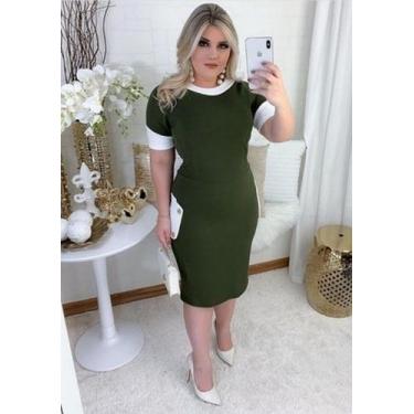 Imagem de Vestido Midi Botão Moda Evangélica Feminina - MISS FLOWER, Verde musgo