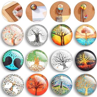 Imagem de Afagarly Tachinhas de polegar de vidro para quadros de avisos lindos pinos de pressão árvore da vida adoráveis pinos decorativos de quadro de cortiça para parede tachinhas para sala de aula de cortiça