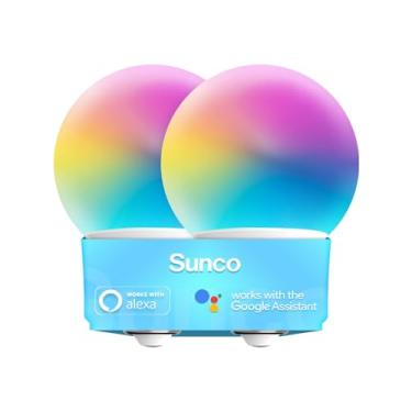 Imagem de Lâmpadas Globo Inteligente Sunco G25 LED, Compatível com Alexa, Lâmpadas Decorativas Redondas, 5W, Mudança de Cor RGBCW, Lâmpadas Inteligentes WiFi Reguláveis para Amazon Alexa, Google Assistant,