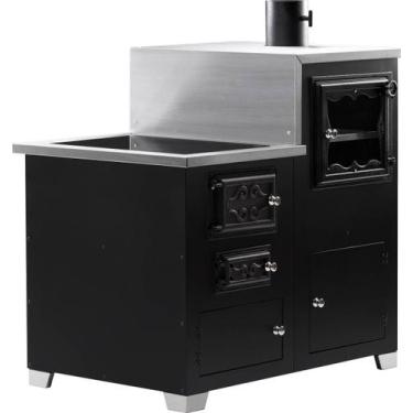 Imagem de Fogão a Lenha Alexandria Direito Chapa Vitro Preto HMD