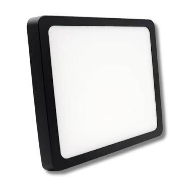 Imagem de Painel Plafon Preto 40w Sobrepor Quadrado Luz Quente 40x40 3000k Bivolt Borda Preta Teto Gesso