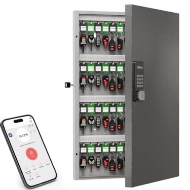 Imagem de Suporte de parede com caixa de bloqueio de 96 chaves, senha de uso único/aplicativo Bluetooth/código fixo/Wi-Fi remoto/desbloqueio de chaves, caixa de armazenamento de segurança, gerenciamento de