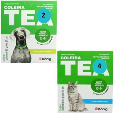 Imagem de Kit 4 Coleira TEA 327 König Gatos+2 Coleira Contra Pulgas E Carrapatos