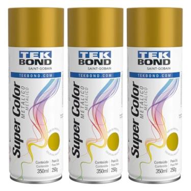 Imagem de Kit 3 Tintas Spray Ouro Metálico Aerossol Tekbond 350ml/250g