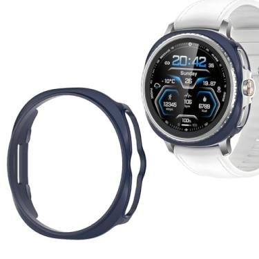 Imagem de Wugongyan Compatível com Samsung Galaxy Watch 8 Classic 46 mm capa protetora rígida de policarbonato capa protetora de borda para acessórios Galaxy Watch 8 Classic (azul escuro, 46 mm)