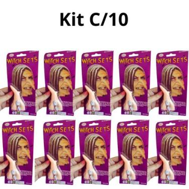 Imagem de Kit C/10 Nariz Bruxa Látex Acessório Festa Fantasia Halloween - sm dec