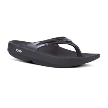 Imagem de OOFOS Chinelo de dedo unissex original, preto clássico, 5 B(M) EUA feminino / 3 D(M) EUA masculino