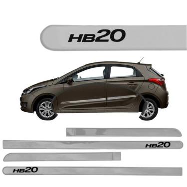 Imagem de Friso Lateral Protetor de Porta Ponta redonda Hyundai HB20, PRATA BRIS