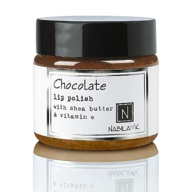Imagem de Esfoliante labial de chocolate, 28 g da Nabila K - Esfoliante e hidratante labial hidratante com manteiga de karité e vitamina E para lábios secos e rachados - Sem crueldade, açúcar verdadeiro, feito