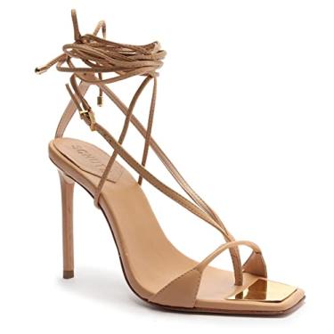 Imagem de SCHUTZ Sandália feminina Vikki com tira em T com cadarço, Bege Mel, 8.5