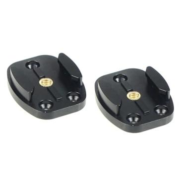 Imagem de BGNing Suporte de superfície plana de alumínio CNC com adaptador de câmera de tripé (preto) compatível com GoPro Hero3/3+/4/5/6/7/8/9/MAX, Insta360 ONE R, Osmo Action (2 peças de parafuso de latão)