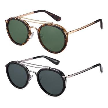 Imagem de 2020 VentiVenti Óculos de sol vintage Steampunk com ponte dupla, redondo, polarizado, armação de metal para mulheres e homens, Lente G15 + Lente fumê