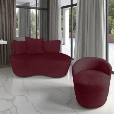 Imagem de Kit Namoradeira + Poltrona Yara Orgânica Suede Marsala - Mansão Decor