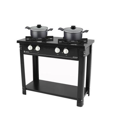 Imagem de Fogão Industrial 2 Bocas Bravo Preto Venâncio + 2 Caçarolas Tramontina Turim
