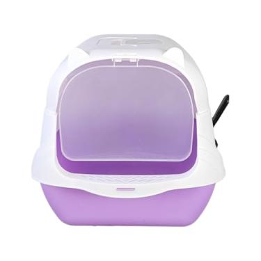 Imagem de Caixa de Areia Fechada Gato Autolimpante Grande Banheiro Pá(Branco/Roxo)