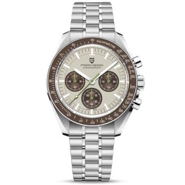 Imagem de Pagani Design 1701 V6 Moon Relógio de Pulso Homenagem Masculino Quartzo Cronógrafo VK63 Movimento Aço Stianless Construção 100 m Impermeável Moda Relógio Esportivo, Marrom cinza V6