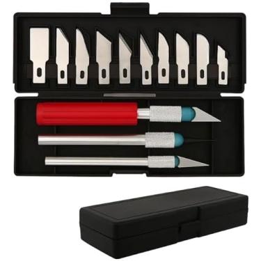 Imagem de Kit de Estiletes de Precisão para Artesanato | 13 Peças com Cabo de Alumínio e Lâminas Extras | Corte Fino para Papel, EVA e DIY