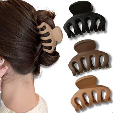 Imagem de Kit 3 Piranhas de Cabelo Presilhas Prendedor de Cabelo Garra Fixação Forte e Resistente Cores Opacas Matte (3 Unidades)