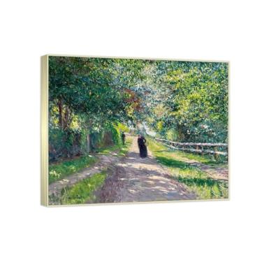 Imagem de Famosa pintura de arte de parede - (Garden Villa) por Gustave Caillebotte - Reproduções impressas em tela - Imagens para decoração de sala de estar (40 x 50 cm (15,8 x 19,7 pol)/molduras champanhe)