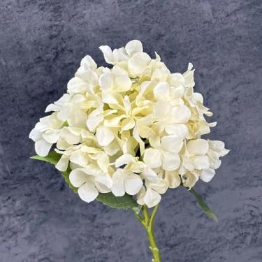 Imagem de 5 peças de flores artificiais de seda grandes de hortênsia, decoração para festa de casamento, arranjo floral, flores falsas, buquê de hortênsia, enfeites para casa (champanhe)