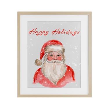 Imagem de Stupell Industries Impressão emoldurada Happy Holidays Jolly Santa Birch sob vidro, design de Elena Fay, 40 x 33
