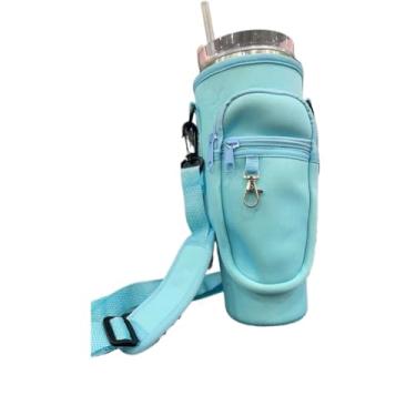 Imagem de Bolsa Para Copo Térmico OU Garrafas 1200ml//1000ml Capa para Copo/Garrafa Com Alça Ajustável Garrafa Térmica(C/Ziper Verde)