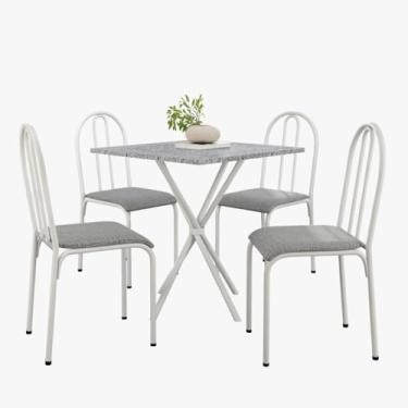 Imagem de Kit Mesa Diamante 544 Sala de Jantar 4 Cadeiras Pés Tubular Cinza/branco