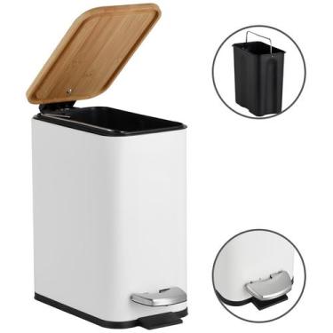 Imagem de  Lixo Slim Para Banheiro Lixeira Com Pedal 5 Litros Fechamento Sutil T
