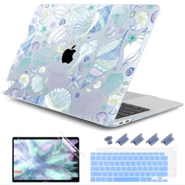 Imagem de DONGKE Capa para MacBook Air de 13 polegadas 2021-2018, compatível com A2337, M1, A2179, A1932, compatível com tela retina e Touch ID, capa de plástico rígido com película de teclado – Conchas do mar