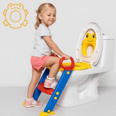 Imagem de Troninho Infantil Sapinho Redutor De Vaso Sanitário Com Escada E Apoio