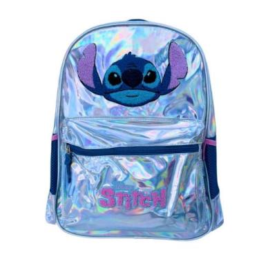 Imagem de Mochila Escolar Stitch Original holográfica Resistente Lançamento 2025