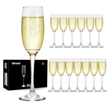 Imagem de Taça de champanhe de 170 g, taças de champanhe transparentes, conjunto de 14, taças de champanhe com haste elegante, taças de vinho cintilante para aniversário, festas, casamento