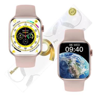 Imagem de Relogio Smartwatch Rosa Inteligente Para Serie 9 iPhone 8 X 12 13 14 1
