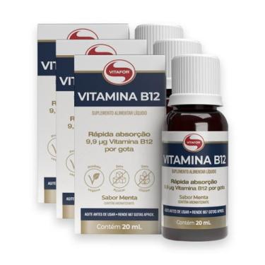 Imagem de Kit 3 Vitamina B12 Vitafor 20ml Menta