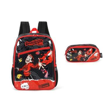 Imagem de Kit Mochila Costas Enaldinho Trolagem 2026 Com Estojo Duplo Preto Enal