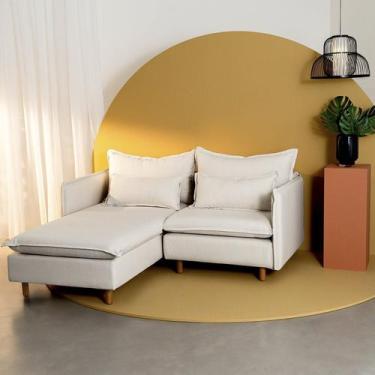 Imagem de Sofá Modular 2 Lugares com Chaise e Pé Madeira Sôma CabeCasa MadeiraOr