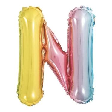 Imagem de Balão de Letra Gigante Metalizada Multicolor  - 75 cm - PartiuFesta, N