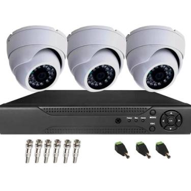 Imagem de Kit Cftv 3 Câmeras Infravermelho Segurança Full HD 20m Dvr Full Hd 4 C