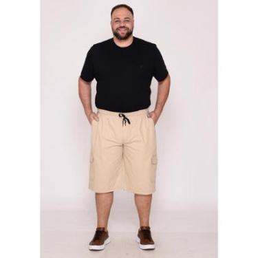 Imagem de Bermuda Masculina Plus Size Sarja Creme com Elástico-Masculino