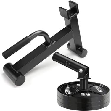 Imagem de T Bar Row Acessório de mina terrestre para barras olímpicas de 5 cm, suporte de barra de levantamento terra - Carregue e descarregue facilmente placas de barra de 272 kg - Equipamento de ginástica em